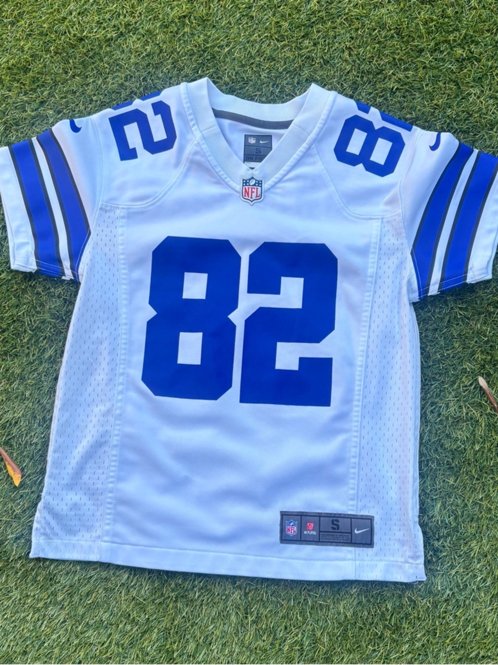Nike Kids White Football Jersey with Royal Blue #82